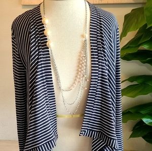 BCBG Maxazria navy/ white cardigan